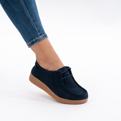 Pantofi Casual Piele Naturala Albastri 8517-1