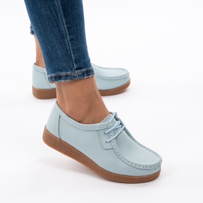 Pantofi Casual Piele Naturala Albastru Deschis WK 212