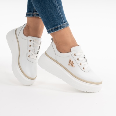 Pantofi Casual Piele Naturala Albi F002-353