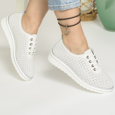 Pantofi Casual Piele Naturala Albi XH3200