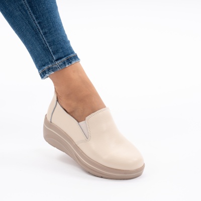 Pantofi Casual Piele Naturala Bej 1160