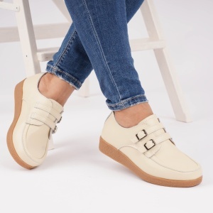 Pantofi Casual Piele Naturala Bej 8512