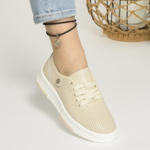 Pantofi Casual Piele Naturala Bej AN2308