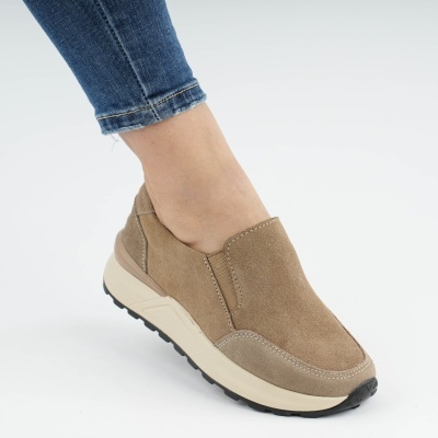 Pantofi Casual Piele Naturala Bej AN379