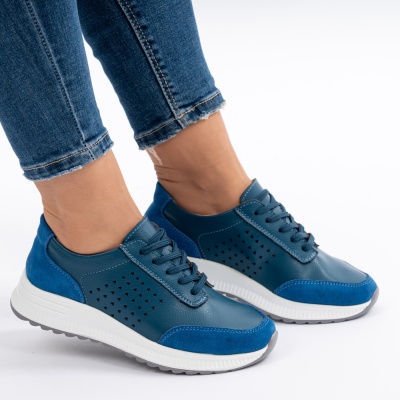 Pantofi Casual Piele Naturala Blue AN521