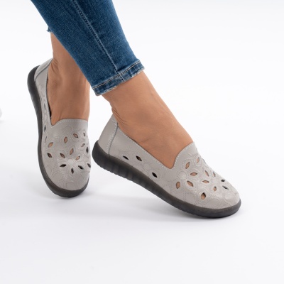 Pantofi Casual Piele Naturala Gri 2070
