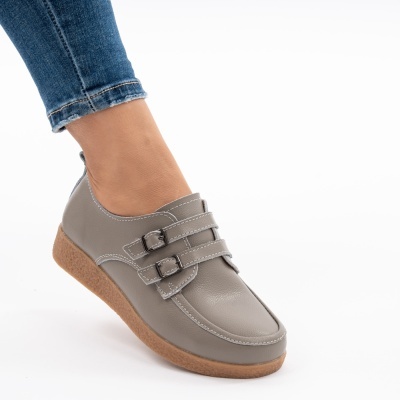 Pantofi Casual Piele Naturala Gri 8512