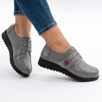 Pantofi Casual Piele Naturala Gri AN551