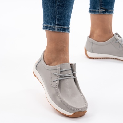 Pantofi Casual Piele Naturala Gri AN8517-5