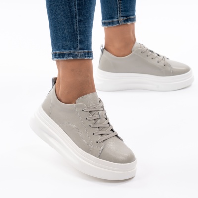 Pantofi Casual Piele Naturala Gri AW-2023-26