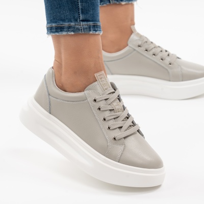 Pantofi Casual Piele Naturala Gri AW468