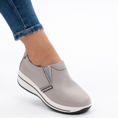 Pantofi Casual Piele Naturala Gri F001-420