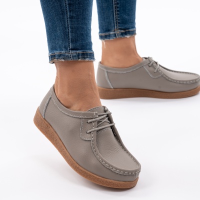 Pantofi Casual Piele Naturala Gri WK 212