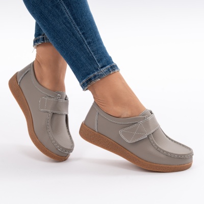 Pantofi Casual Piele Naturala Gri WK 213