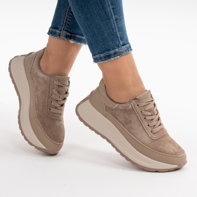 Pantofi Casual Piele Naturala Kahki F001-975