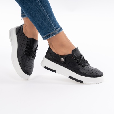 Pantofi Casual Piele Naturala Negri AN2308