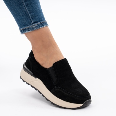 Pantofi Casual Piele Naturala Negri AN379