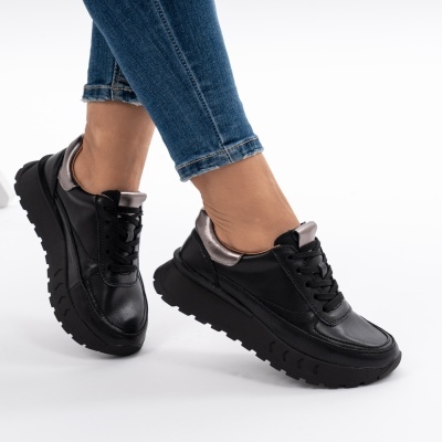 Pantofi Casual Piele Naturala Negri F001-892