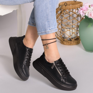 Pantofi Casual Piele Naturala Negri T5111