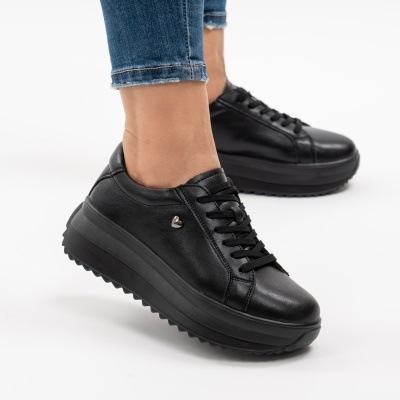 Pantofi Casual Piele Naturala Negru F001-775