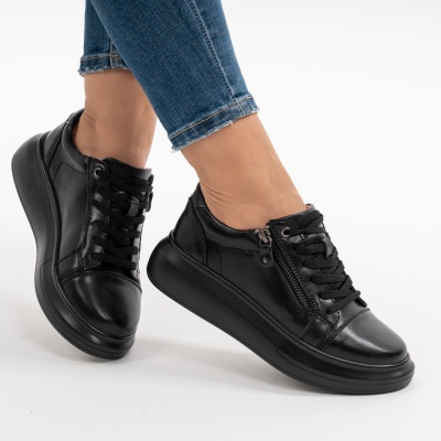 Pantofi Casual Piele Naturala Negru F002-651