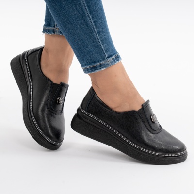Pantofi Casual Piele Naturala Negru JY6709