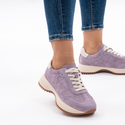 Pantofi Casual Piele Naturala Purple AN2598 