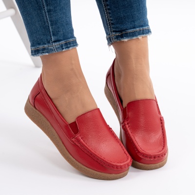 Pantofi Casual Piele Naturala Rosu 1121-2