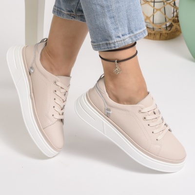 Pantofi Casual Piele Naturala Roz JY3285