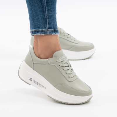 Pantofi Casual Piele Naturala T-7100 Kaki