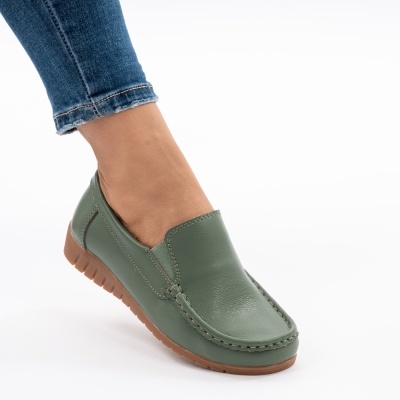 Pantofi Casual Piele Naturala Verde 1123