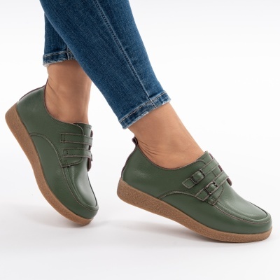 Pantofi Casual Piele Naturala Verde 8512