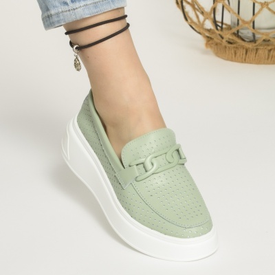 Pantofi Casual Piele Naturala Verde AN2771