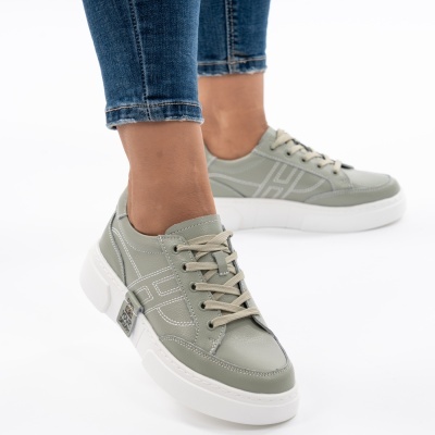Pantofi Casual Piele Naturala Verde JY6821