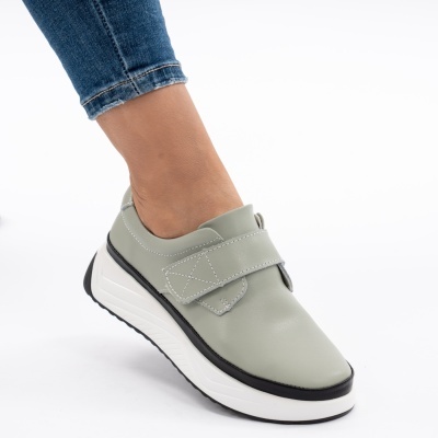 Pantofi Casual Piele Naturala Verde T6086