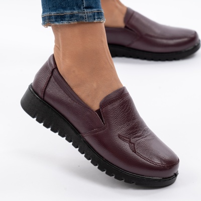 Pantofi Casual Piele Naturala Visiniu AN559