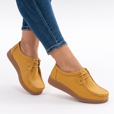 Pantofi Casual Piele Naturala WK 212 Galbeni