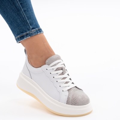 Pantofi Dama Piele Naturala Alb F002-275