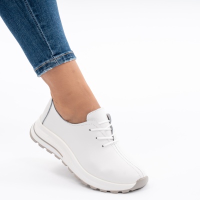 Pantofi Dama Piele Naturala Alb T-5931