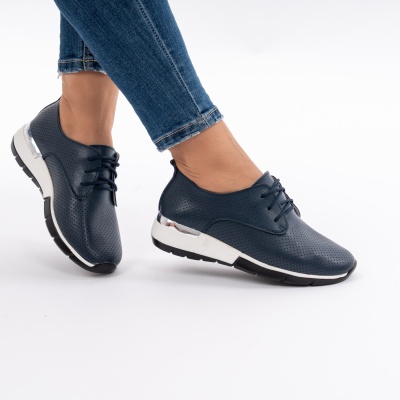 Pantofi Dama Piele Naturala Albastri 6213