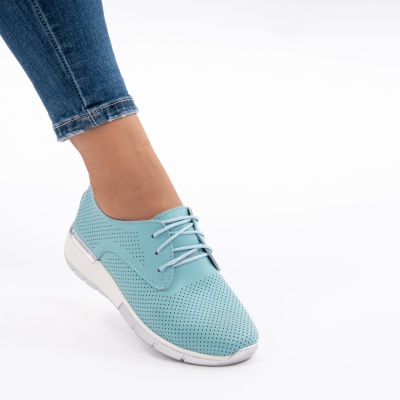 Pantofi Dama Piele Naturala Albastri Deschis 6213