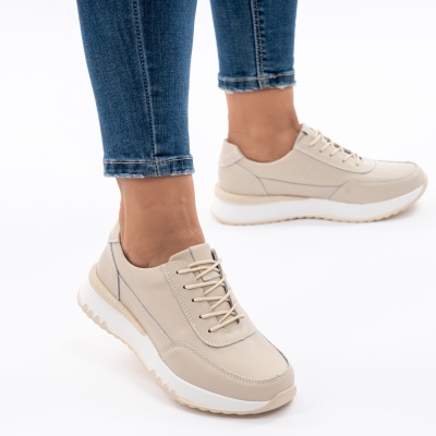 Pantofi Dama Piele Naturala Bej T5103