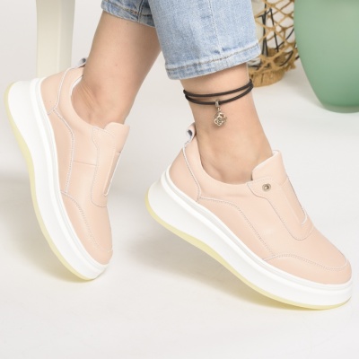 Pantofi Dama Piele Naturala Roz  F002-293