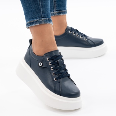 Pantofi Piele Naturala Bleumarin 881