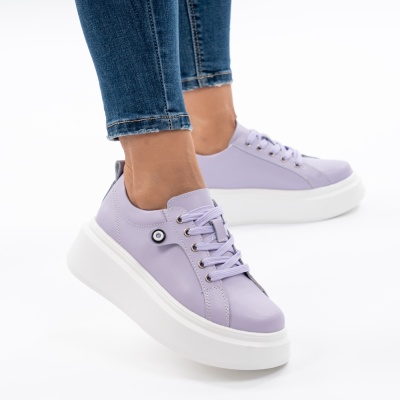 Pantofi Piele Naturala Mov 881