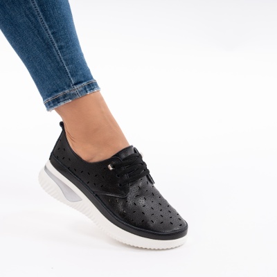 Pantofi Piele Naturala Negri A096