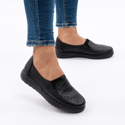 Pantofi Piele Naturala Negri Super Usor F2310