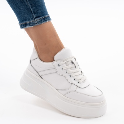 Pantofi Piele Naturala Talpa Comoda Alb AN2529