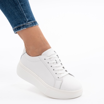 Pantofi Piele Naturala Talpa Comoda Alb F001-773