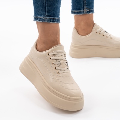 Pantofi Piele Naturala Talpa Comoda Bej AN2528
